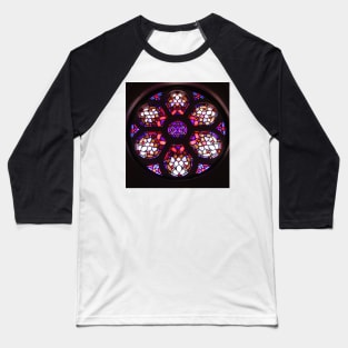 Purple Rosary Window Mandala Photo Baseball T-Shirt